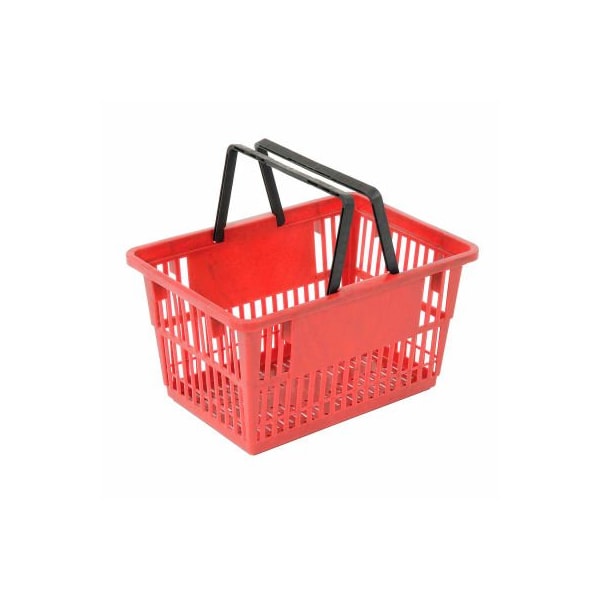 Good L Standard Plastic Shopping Basket with Plastic Handle 20 Liter 17L x 12W x 9H Red