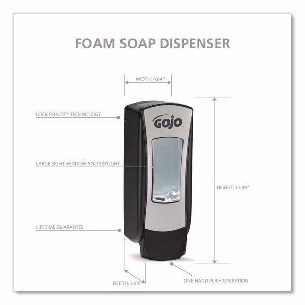 ADX-12 Dispenser, 1,250 mL, 4.64 x 3.94 x 11.89, Black/Gray, 6PK