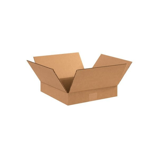 Flat Cardboard Corrugated Boxes, 12"L x 12"W x 2"H, Kraft