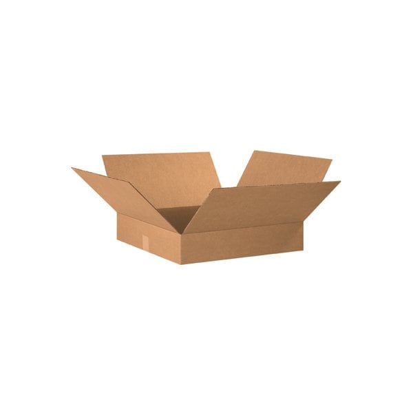 Flat Cardboard Corrugated Boxes, 20"L x 20"W x 2"H, Kraft