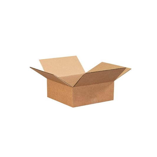 Flat Cardboard Corrugated Boxes, 8"L x 8"W x 2"H, Kraft