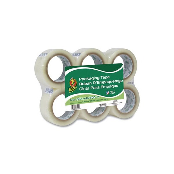 Duck, COMMERCIAL GRADE PACKAGING TAPE, 3in CORE, 1.88in X 109 YDS, CLEAR, 6PK