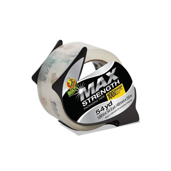 Duck, MAX PACKAGING TAPE WITH DISPENSER, 3in CORE, 1.88in X 54.6 YDS, CRYSTAL CLEAR