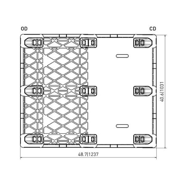 Nestable Plastic Shipping Pallet, 48" x 40", 2200 Lb. Capacity