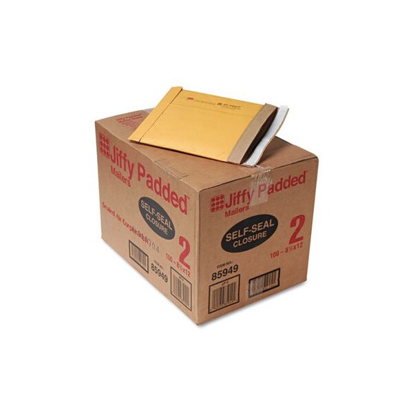 AA-Sealed Air Jiffy Padded Self Seal Mailer, #2, 8-1/2in x 12in, Natural Kraft, 100PK