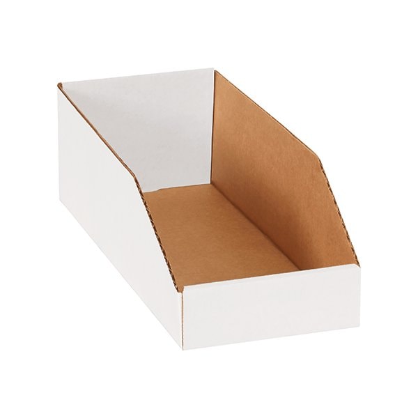 6 x 15 x 4-1/2'' White Bin Boxes, 50PK