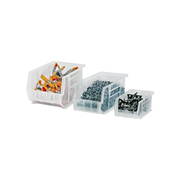 14 3/4 x 8 1/4 x 7'' Clear Plastic Stack & Hang Bin Boxes, 12PK