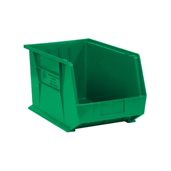 18 x 11 x 10'' Green Plastic Stack & Hang Bin Boxes, 4PK