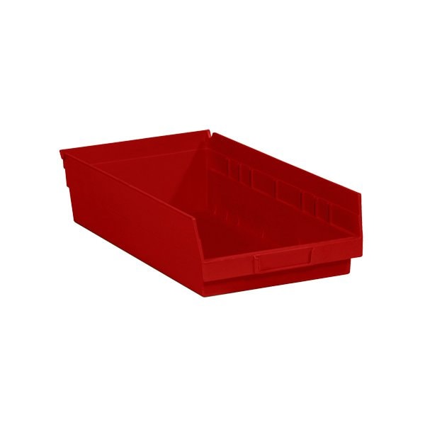 17-7/8 x 11 1/8 x 4'' Red Plastic Shelf Bin Boxes, 8PK