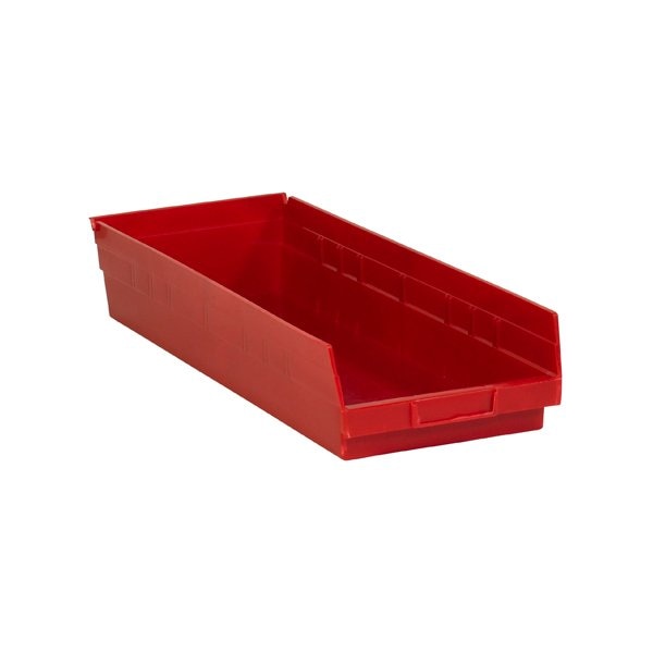 23 5/8 x 8-3/8 4'' Red Plastic Shelf Bin Boxes, 6PK