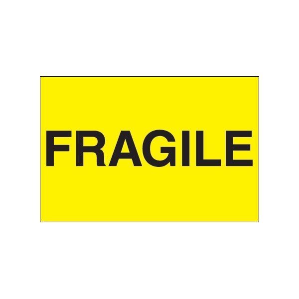 2 x 3'' - ''Fragile'' Fluorescent Yellow Labels