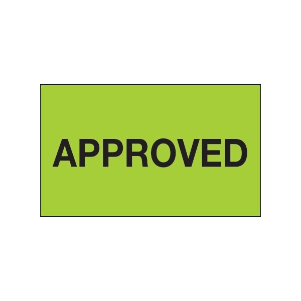 3 x 5'' - ''Approved'' Fluorescent Green Labels