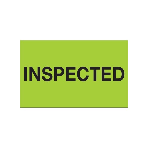 1 1/4 x 2'' - ''Inspected'' Fluorescent Green Labels