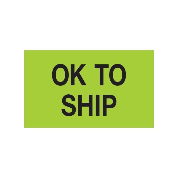3 x 5'' - ''OK To Ship'' Fluorescent Green Labels
