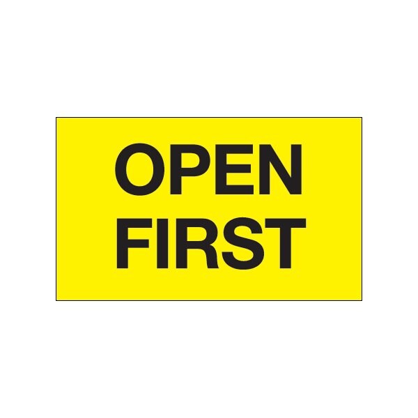 3 x 5'' - ''Open First'' Fluorescent Yellow Labels