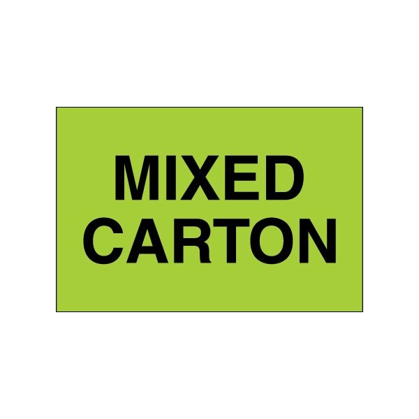 2 x 3'' - ''Mixed Carton'' Fluorescent Green Labels