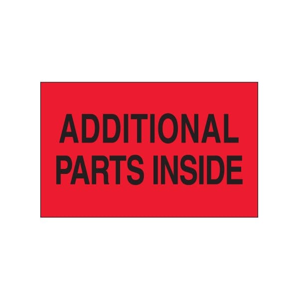 3 x 5'' - ''Additional Parts Inside'' Fluorescent Red Labels