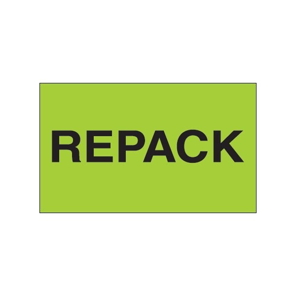 3 x 5'' - ''Repack'' Fluorescent Green Labels