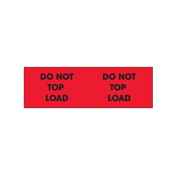3 x 10'' - ''Do Not Top Load'' Fluorescent Red Labels