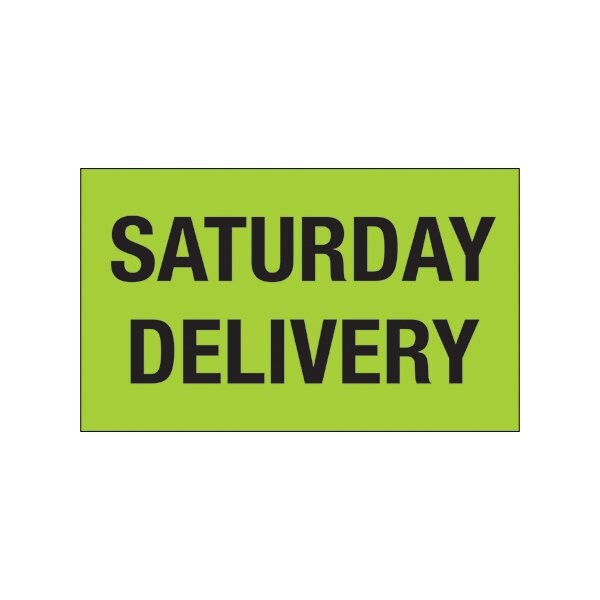 3 x 5'' - ''Saturday Delivery'' Fluorescent Green Labels