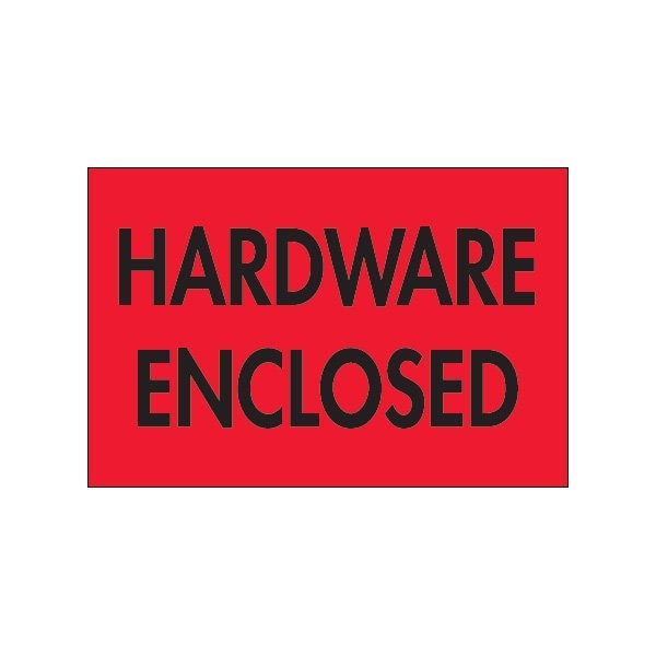 2 x 3'' - ''Hardware Enclosed'' Fluorescent Red Labels