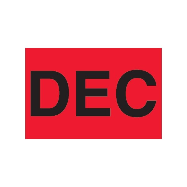 2 x 3'' - ''DEC'' Fluorescent Red Months of the Year Labels