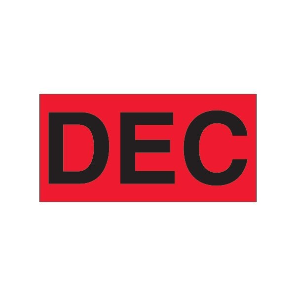 3 x 6'' - ''DEC'' Fluorescent Red Months of the Year Labels