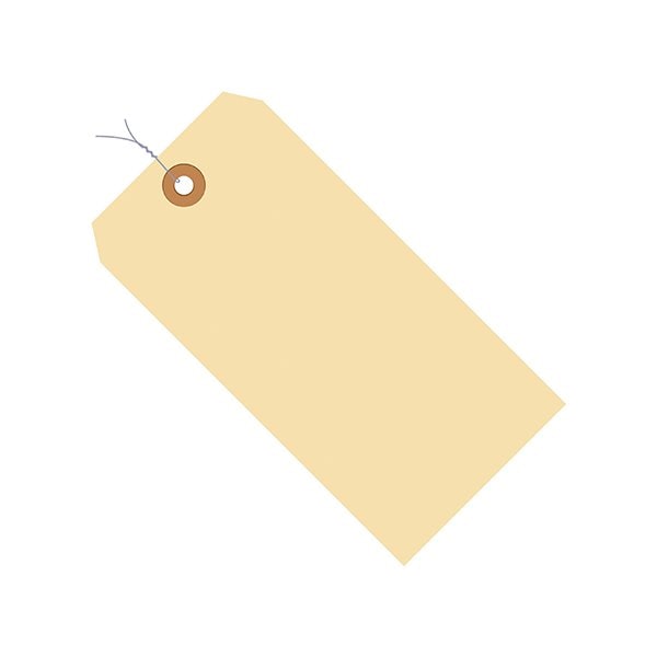 4 1/4 x 2 1/8'' 13 Pt. Manila Shipping Tags - Pre-Wired, 1000PK