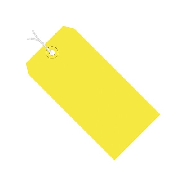 2 3/4 x 1-3/8'' Yellow 13 Pt. Shipping Tags - Pre-Strung, 1000PK