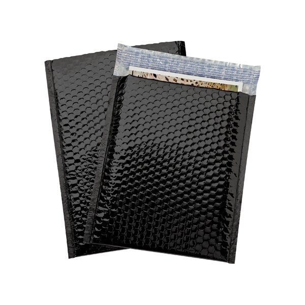9 x 11-1/2'' Black Glamour Bubble Mailers, 100PK