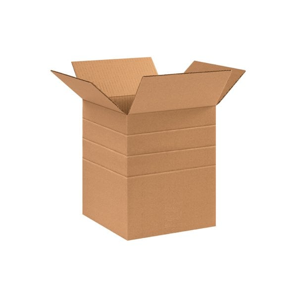 10 x 10 x 12'' Multi-Depth Corrugated Boxes, 25PK