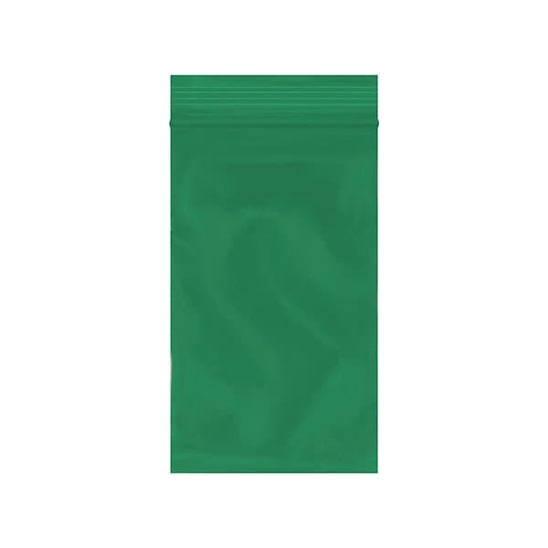 3 x 5'' - 2 Mil Green Reclosable Poly Bags, 1000PK