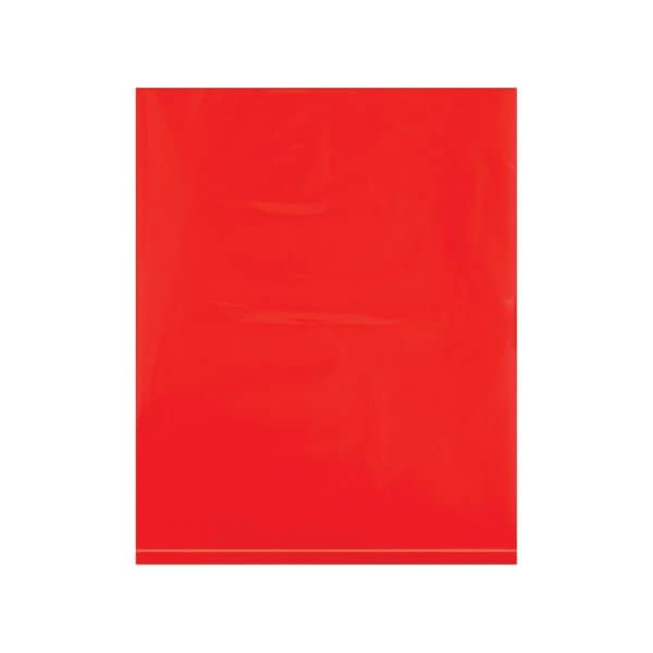 12 x 15'' - 2 Mil Red Flat Poly Bags, 1000PK