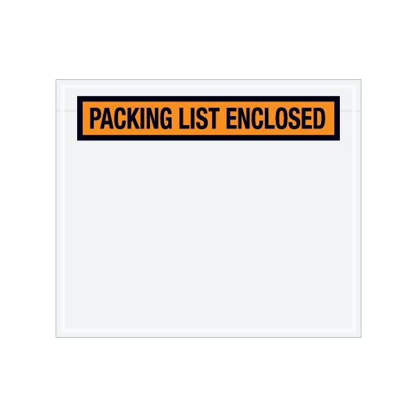 6-1/2 x 5'' Orange ''Packing List Enclosed'' Envelopes, 1000PK