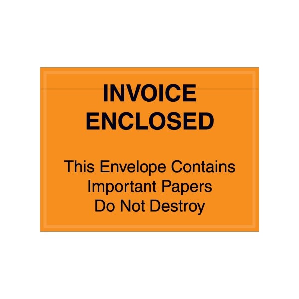 4-1/2 x 6'' Orange Panel-Face ''Important Papers Enclosed'' Envelopes, 1000PK