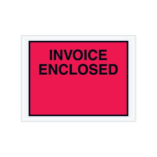 4-1/2 x 6'' Red ''Invoice Enclosed'' Envelopes, 1000PK
