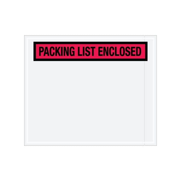 10 X 12'' Red Panel-Face ''Packing List Enclosed'' Envelopes, 500PK