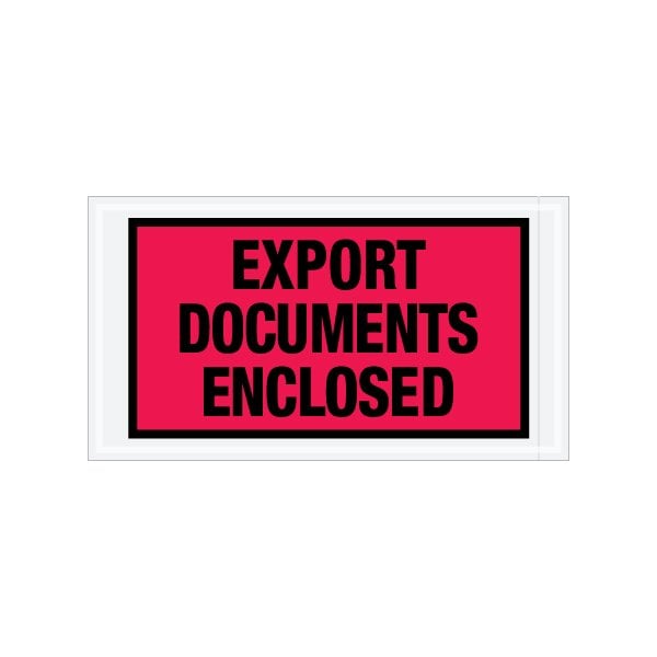 5-1/2 x 10'' Red ''Export Documents Enclosed'' Envelopes, 1000PK