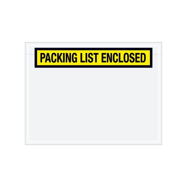 4-1/2 x 6'' Yellow Panel-Face ''Packing List Enclosed'' Envelopes, 1000PK