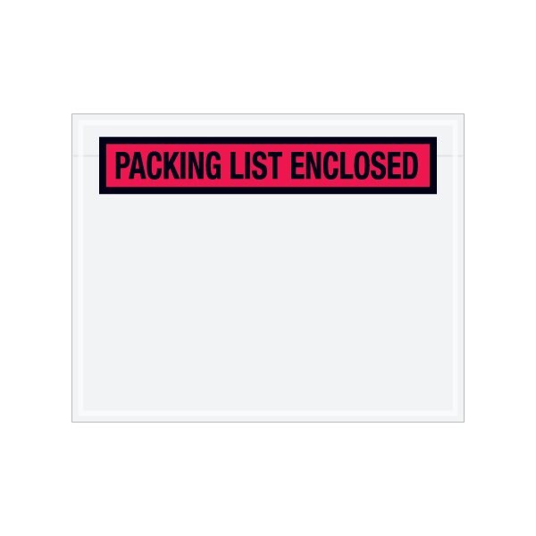 7 x 5-1/2'' Red Panel-Face ''Packing List Enclosed'' Envelopes, 1000PK