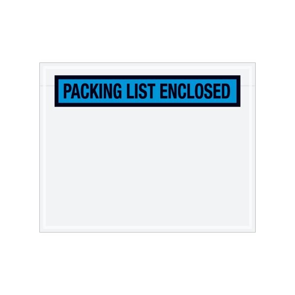 7 x 5-1/2'' Blue Panel-Face ''Packing List Enclosed'' Envelopes, 1000PK