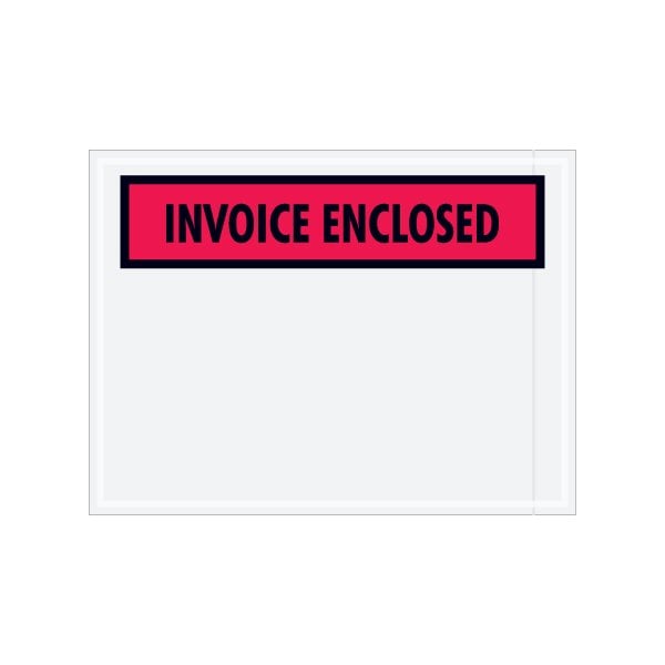 4-1/2 x 6'' Red Panel-Face ''Invoice Enclosed'' Envelopes, 1000PK