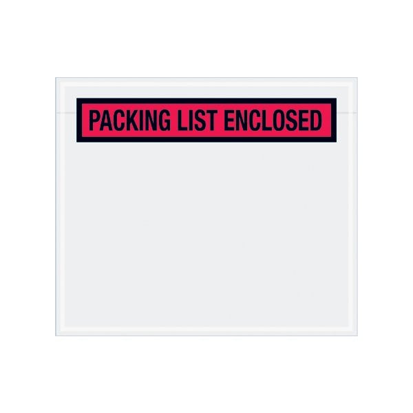 7 x 6'' Red ''Packing List Enclosed'' Envelopes, 1000PK