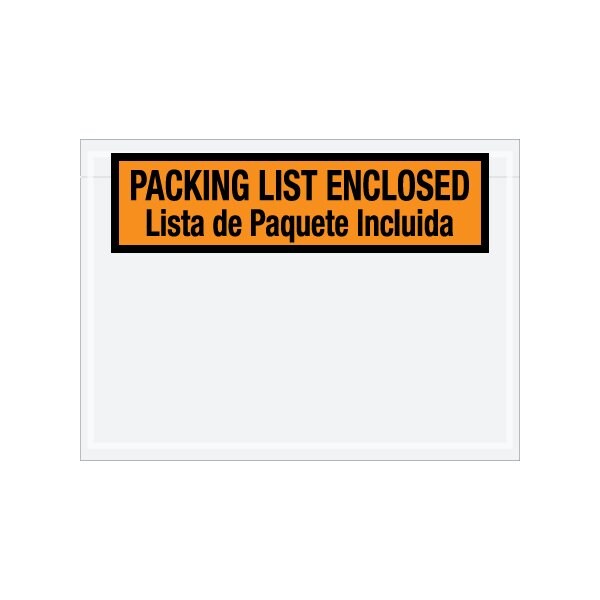 7-1/2 x 5-1/2'' Bilingual Packing List Envelopes English/Spanish, 1000PK