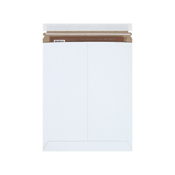 11 x 13-1/2'' White Self-Seal Stayflats Plus Mailers, 100PK