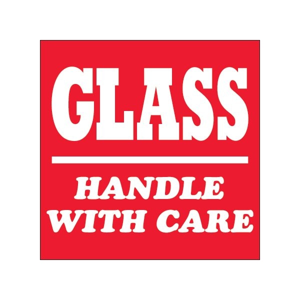 4 x 4'' - ''Glass - Handle With Care'' Labels