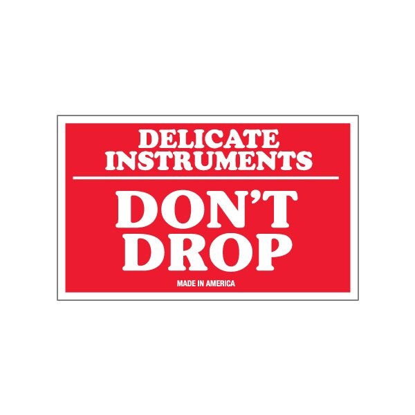 3 x 5'' - ''Delicate Instruments - Don't Drop'' Labels, Style 1, 500PK
