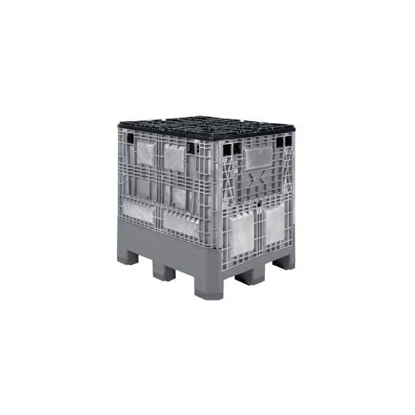 Buckhorn BG4840460251001 Folding Bulk Shipping Container - 48"L x 40"W x 46"H, 1200 Lb. Cap. Gray