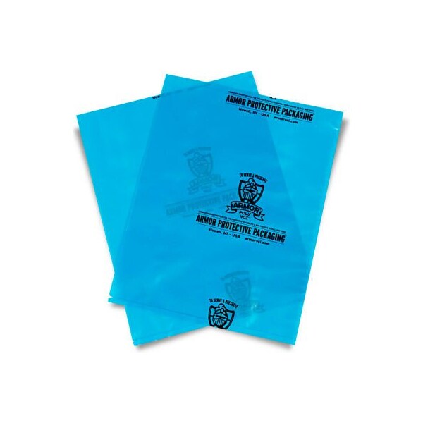 Armor Poly® VCI Flat Bags, 12"W x 18"L, 4 Mil, Blue, 500/Pack