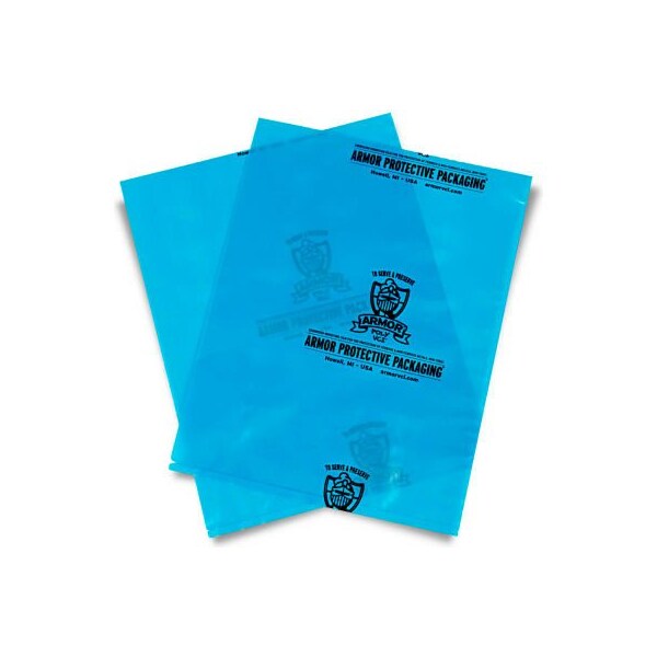 Armor Poly® VCI Flat Bags, 24"W x 24"L, 4 Mil, Blue, 250/Pack